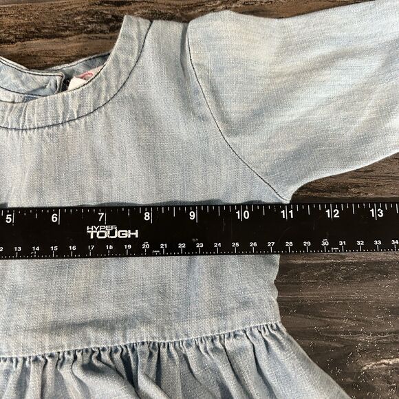 Ruffle Butts Dress 18-24 Months Chambray 100% Cotton 3/4 Sleeve Ruffle Blue - Picture 6 of 8